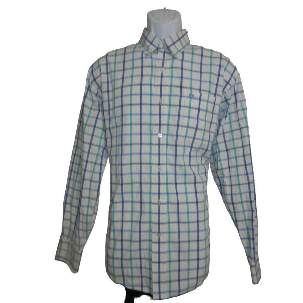 Southern Tide Button Down Shirt Men Large Blue Check Classic Fit Preppy Stretch